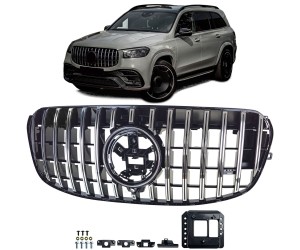 Maska Mercedes Benz GLS X167 (2023+) – GT Panamericana, černá s chromem (facelift)