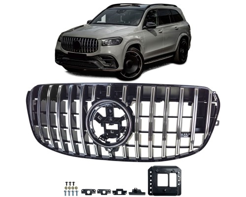 Maska Mercedes Benz GLS X167 (2023+) – GT Panamericana, černá s chromem (facelift)