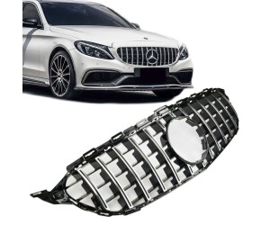Maska Mercedes Benz C W205 (2014-2018) – GT vzhled, černá s chromem bez kamery