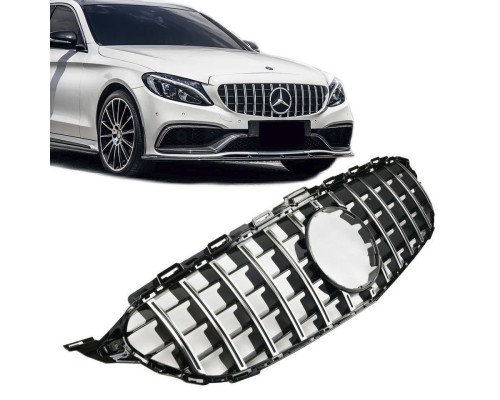 Maska Mercedes Benz C W205 (2014-2018) – GT vzhled, černá s chromem bez kamery