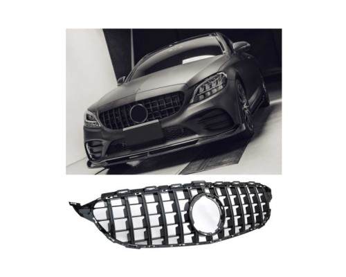 Maska Mercedes Benz C W205 (2018-2021) – GT vzhled, černá lesklá (bez kamery)