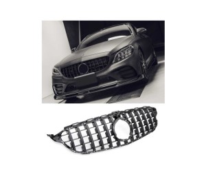Maska Mercedes Benz C W205 (2018-2021) – GT vzhled, černá lesklá (s kamerou)