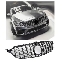 Maska Mercedes Benz C W205 (2018-2021) – GT vzhled, černá s chromem (s kamerou)
