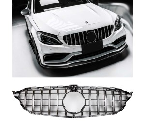Maska Mercedes Benz C W205 (2014-2018) – GT vzhled, černá s chromem s kamerou