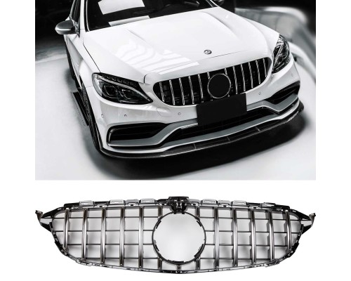 Maska Mercedes Benz C W205 (2014-2018) – GT vzhled, černá s chromem s kamerou