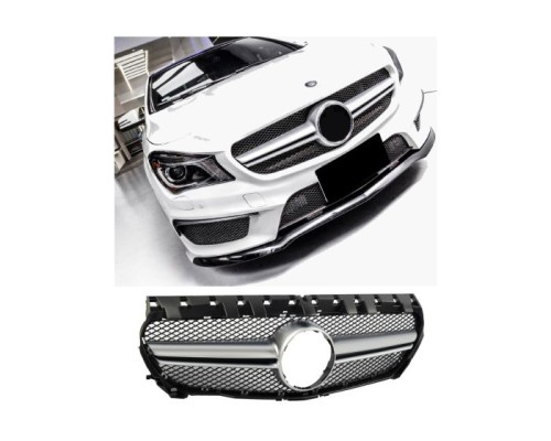 Maska Mercedes Benz CLA C117 (2013-2019) - černá se stříbrnou lamelou