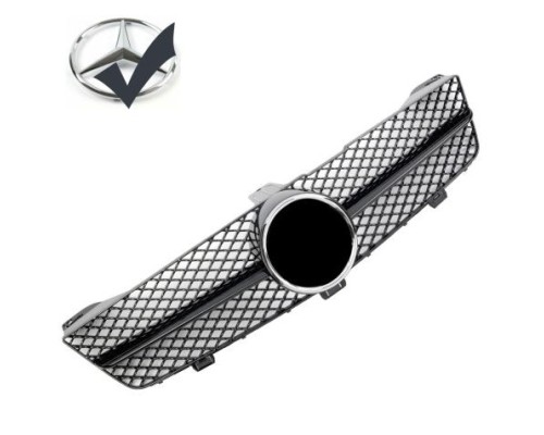 Maska Mercedes Benz CLS (W219) facelift - černá lesklá (chrom znak)