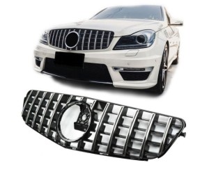 Maska Mercedes Benz C (W204) Panamericana GT vzhled – černá chrom