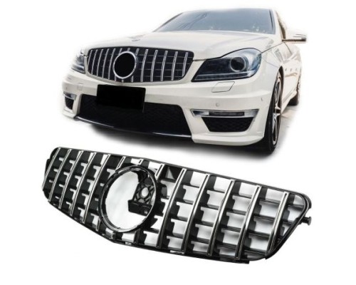 Maska Mercedes Benz C (W204) Panamericana GT vzhled – černá chrom