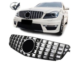 Maska Mercedes Benz C (W204) Panamericana GT vzhled – černá chrom (znak)