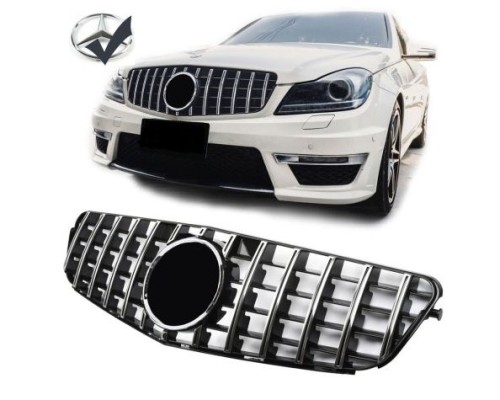 Maska Mercedes Benz C (W204) Panamericana GT vzhled – černá chrom (znak)