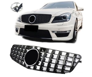 Maska Mercedes Benz C (W204) Panamericana GT vzhled – černá lesklá (znak)