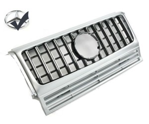 Maska Mercedes Benz G (W463) AMG GT Panamericana vzhled – stříbrná s chromem