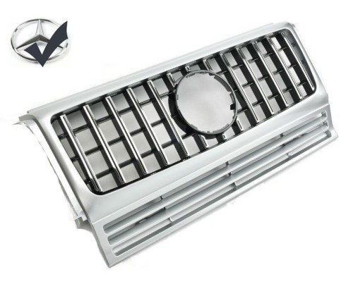 Maska Mercedes Benz G (W463) AMG GT Panamericana vzhled – stříbrná s chromem