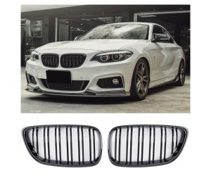 Maska BMW 2 (F22/F23/F87) - černá lesklá (dvojitá)