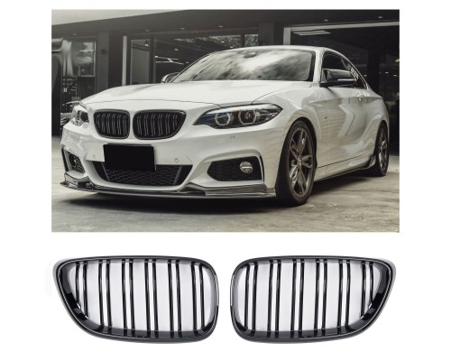 Maska BMW 2 (F22/F23/F87) - černá lesklá (dvojitá)