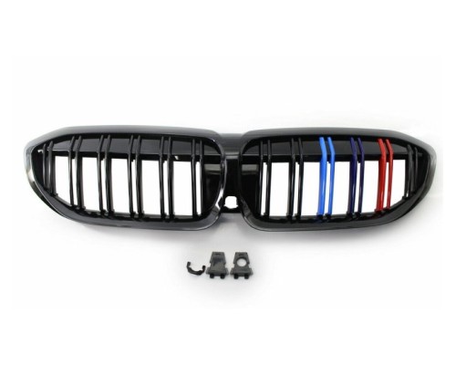 Maska BMW 3 G20/G21 (2019-2022) černá lesklá, trikolora