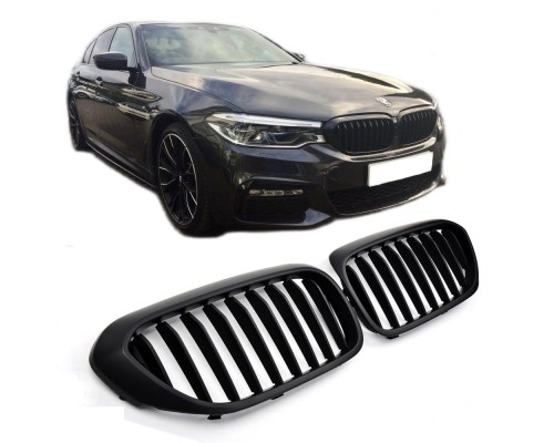 Maska BMW 5 G30/G31 (2017-2020) – černá matná, single žebrování