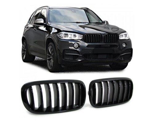 Maska BMW X5 F15 / X6 F16 – černá lesklá, single žebrování