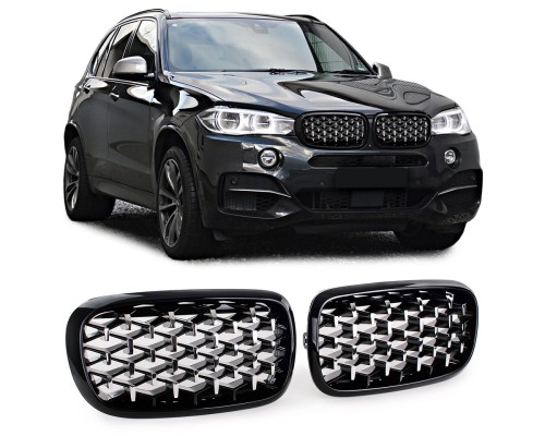 Maska BMW X5 F15 / X6 F16 – černá s chromem, vzhled Exclusiv