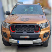 Maska Ford Ranger T8 Wildtrak (2019–2022) černá s červenými rámečky