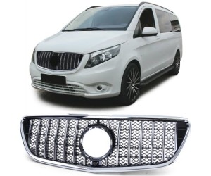 Maska Mercedes Benz W447 (model Vito) – černá s chromem, lesklá (s mřížkou)