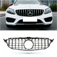 Maska Mercedes Benz C W205 (2018-2021) – GT vzhled, černá s chromem (bez kamery)