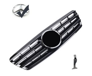 Maska Mercedes Benz C W203/S203 černá lesklá (lamely) + chrom znak