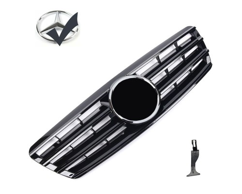 Maska Mercedes Benz C W203/S203 černá lesklá (lamely) + chrom znak