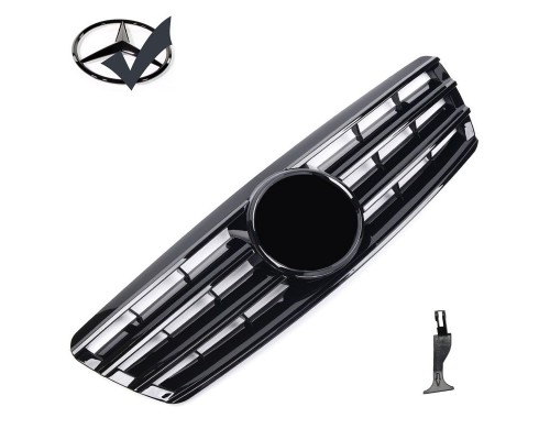 Maska Mercedes Benz C W203/S203 černá lesklá (lamely) + černý znak