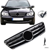 Maska Mercedes Benz C W203/S203 černá lesklá s chromem (lamely)