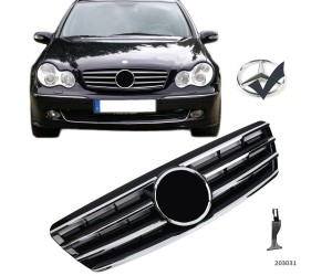 Maska Mercedes Benz C W203/S203 černá lesklá s chromem (lamely)