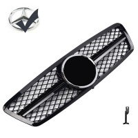 Maska Mercedes Benz C W203/S203 černá lesklá (mřížka) + chrom znak