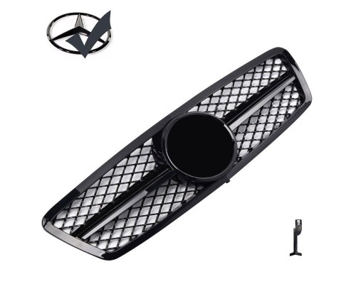 Maska Mercedes Benz C W203/S203 černá lesklá (mřížka) + černý znak