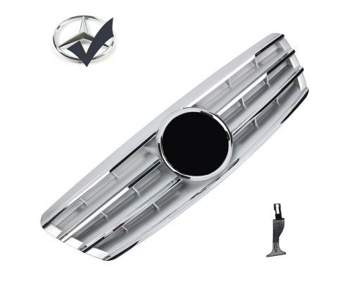 Maska Mercedes Benz C W203/S203 stříbrná s chromem (lamely)