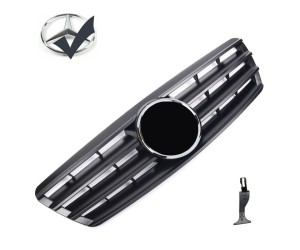 Maska Mercedes Benz C W203/S203 černá matná (lamely) + chrom znak