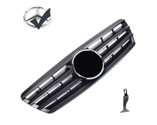 Maska Mercedes Benz C W203/S203 černá matná (lamely) + chrom znak