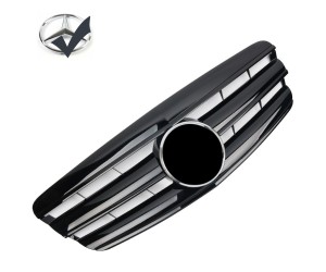 Maska Mercedes Benz S W221 (2005-2009) černá lesklá + chrom znak