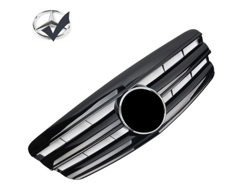 Maska Mercedes Benz S W221 (2005-2009) černá lesklá + chrom znak