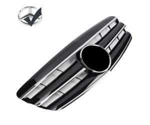 Maska Mercedes Benz S W221 (2005-2009) černá s chrom lištami + chrom znak