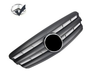 Maska Mercedes Benz S W221 (2005-2009) černá matná + chrom znak
