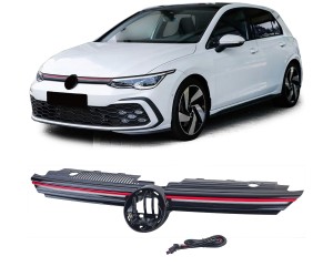 Maska Volkswagen Golf 8 - červená lišta (LED svícení)