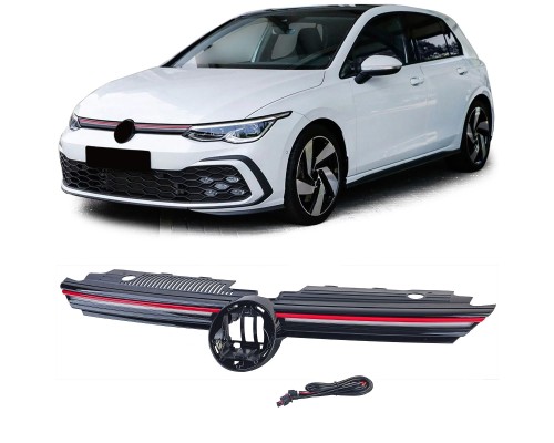 Maska Volkswagen Golf 8 - červená lišta (LED svícení)