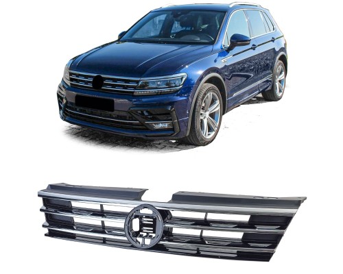 Maska Volkswagen Tiguan 2 (2016-2020) - černá s chrom lištami
