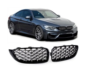 Maska BMW 4 F32/F33/F36/F82/F83 – černá s chromem, vzhled exclusiv