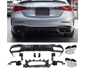 Zadní difuzor Mercedes Benz C W206/S206 (hranaté koncovky-chromové)