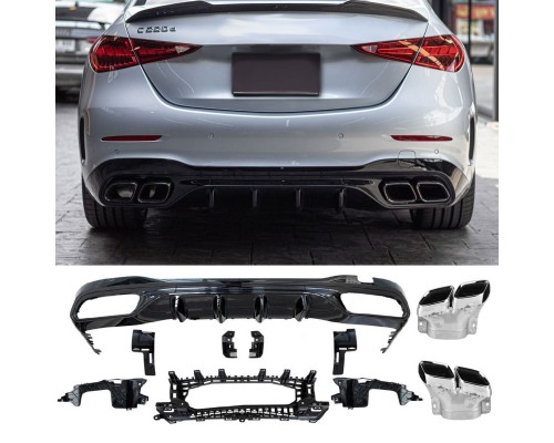 Zadní difuzor Mercedes Benz C W206/S206 (hranaté koncovky-chromové)