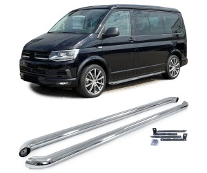 Boční nášlapy Volkswagen Transporter T5/T6/T6.1 krátké - stříbrné