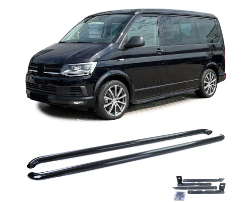 Boční nášlapy Volkswagen Transporter T5/T6/T6.1 krátké - černé (kulaté)