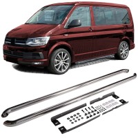 Boční nášlapy Volkswagen Transporter T5/T6/T6.1 dlouhé - stříbrné